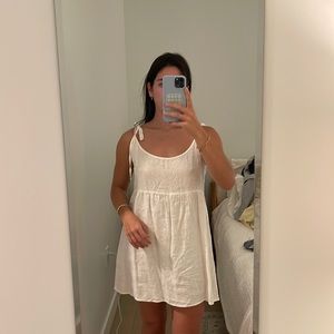 Reformation Christie Gingham Linen Mini in White